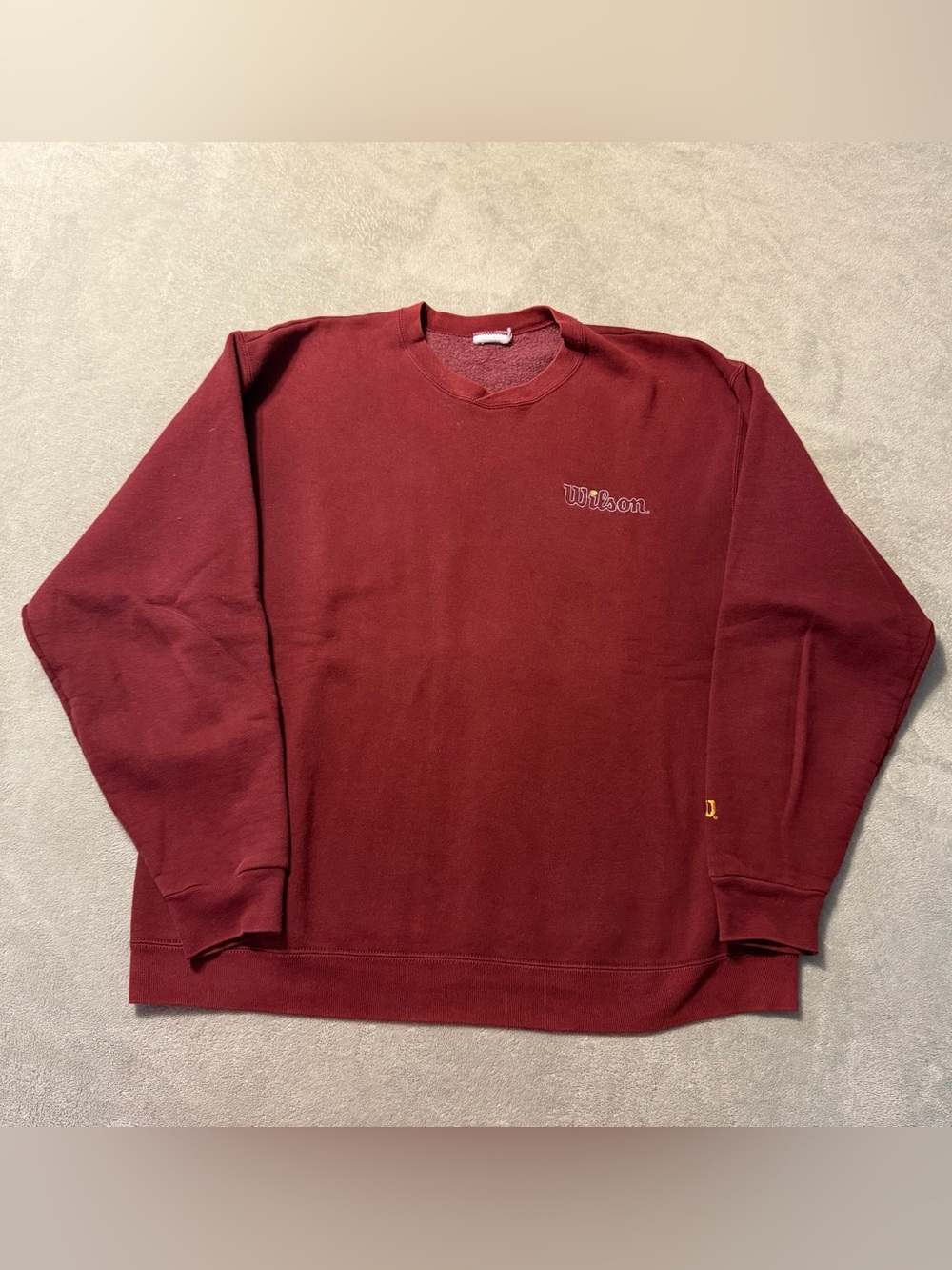 Vintage Wilson Crewneck Sweatshirt Mens Size L Authentic Maroon 90’s Embroidered
